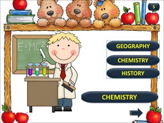 CHEMISTRY
CHEMISTRY
5
GEOGRAPHY
HISTORY