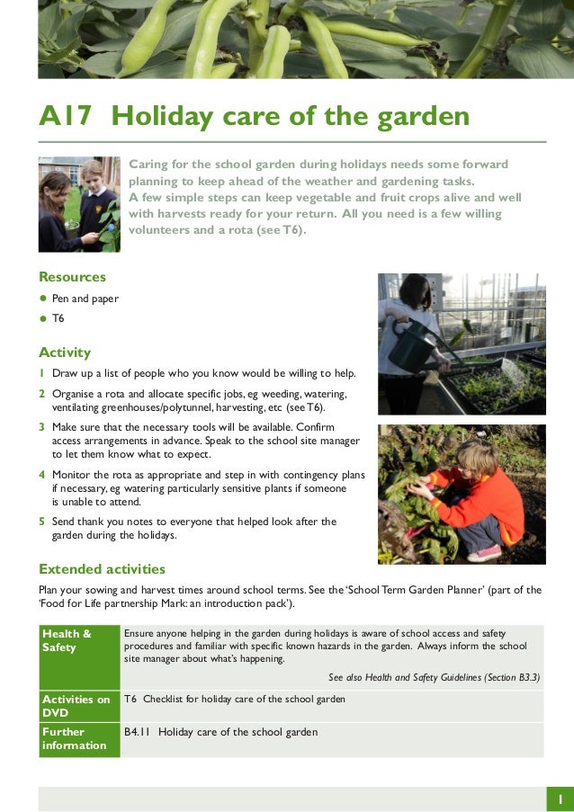 Holiday Care Of The Garden Gardening Guides For Teachers