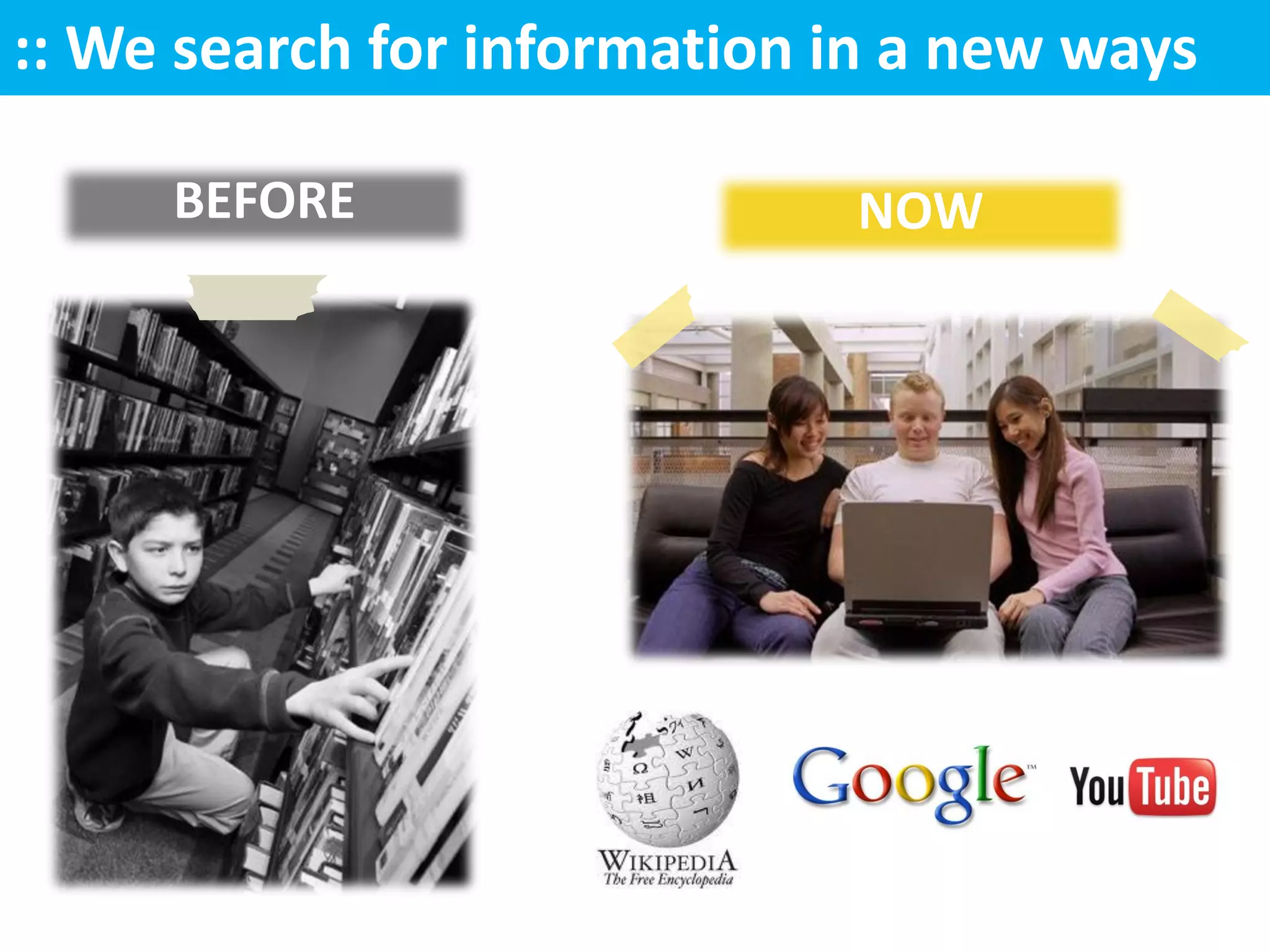 :: We search for information in a new ways

     BEFORE                  NOW
 
