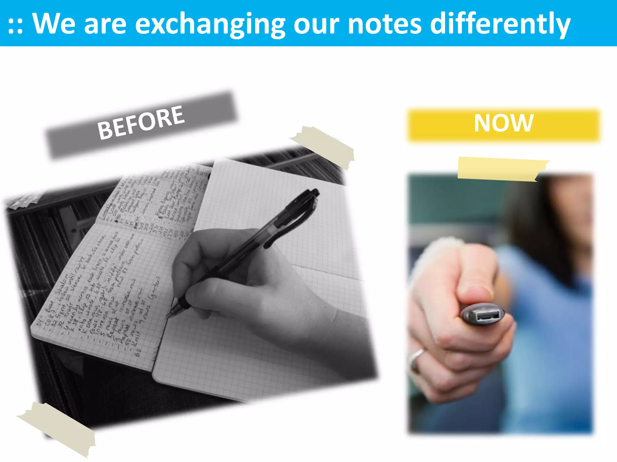 :: We are exchanging our notes differently


                                  NOW
 