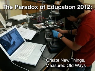 The Paradox of Education 2012:




              Create New Things,
              Measured Old Ways
 