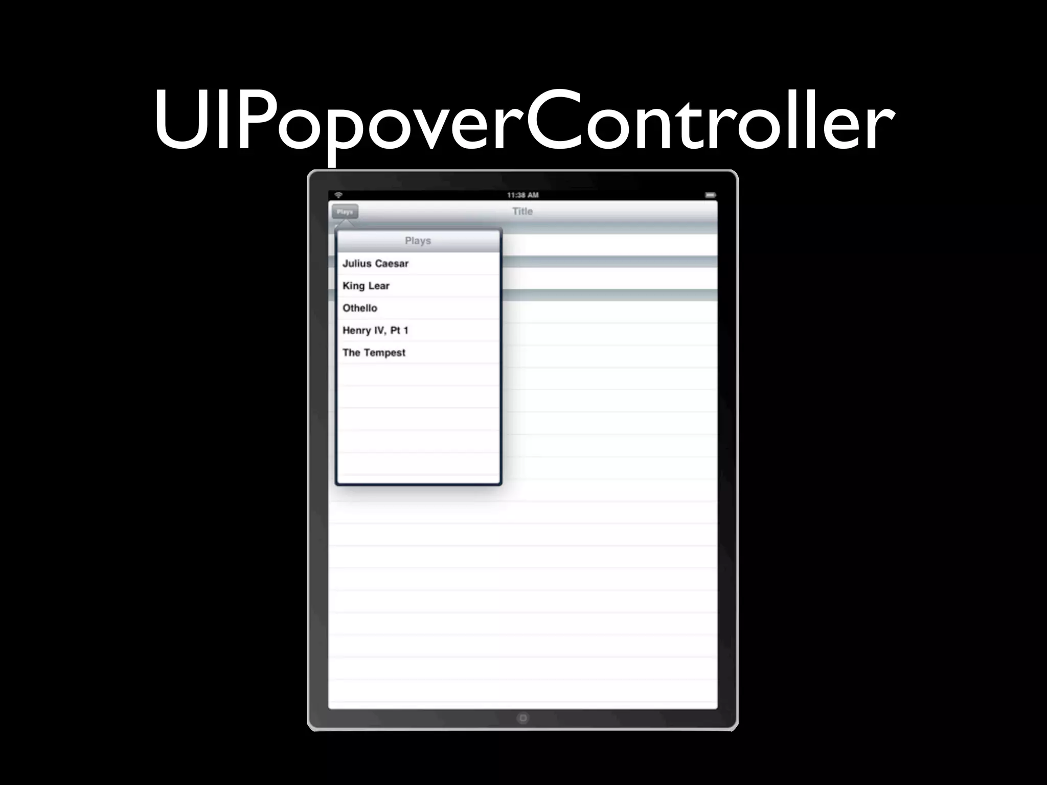 UIPopoverController
 