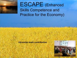 Ukrainian team contribution
ESCAPE (Enhanced
Skills Competence and
Practice for the Economy)
 