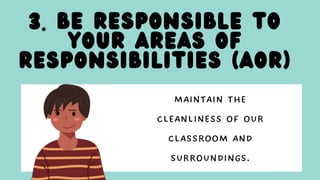 3. BE RESPONSIBLE TO
YOUR AREAS OF
RESPONSIBILITIES (AOR)
 