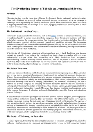 Curated visual reference: Gallery Detail: The Everlasting Impact Of Schools On Learning And Society