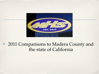 ✤   2011 Comparisons to Madera County and
            the state of California
 