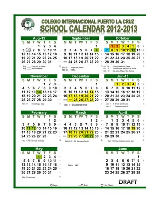 Calendar of school events and holidays | PDF