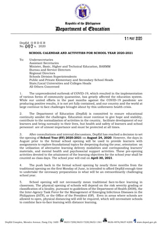 School calendar do s2020 007 | PDF