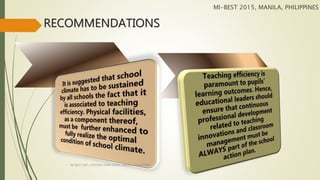 RECOMMENDATIONS
MI-BEST 2015, MANILA, PHILIPPINES
MI-BEST 2015, CENTURY PARK HOTEL, MANILA, PHILIPPINES
 