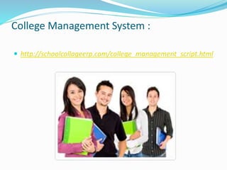 College Management System :
 http://schoolcollageerp.com/college_management_script.html
 