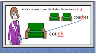 couch
couches
Add es to make a noun plural when the noun ends in ch.
 