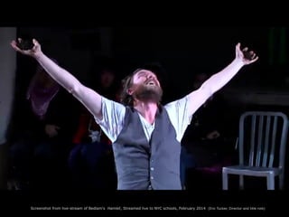 Screenshot from live-stream of Bedlam's Hamlet, Streamed live to NYC schools, February 2014 (Eric Tucker, Director and title role) 
 