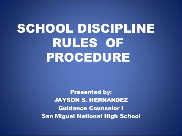 School discipline rules of procedure