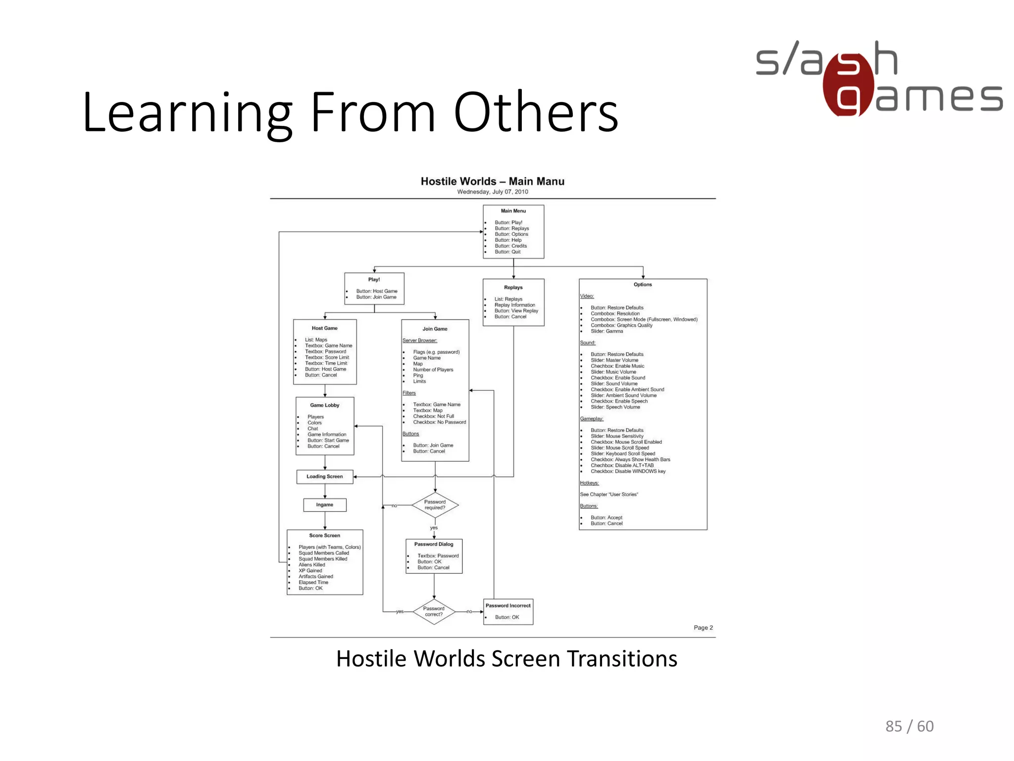 Learning From Others
85 / 60
Hostile Worlds Screen Transitions
 