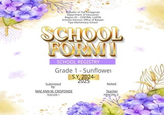 School Form 1 Lettering School Form Covers (Violet) Classroom.pptx