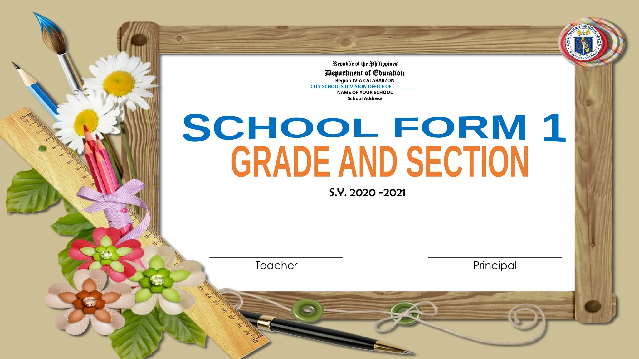 school form front page label of folders.pptx | Education