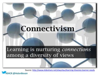 #SHCR @HelenBevan
Source: http://www.slideshare.net/alwynlau/learning-theories-learner-needs
 