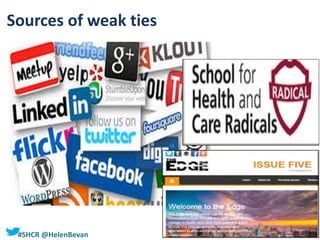 #SHCR @HelenBevan
Sources of weak ties
 