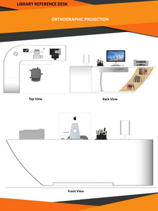ORTHOGRAPHIC PROJECTION
LIBRARY REFERENCE DESK
Front View
Back ViewTop View
 