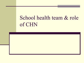 School health team & role
of CHN
 