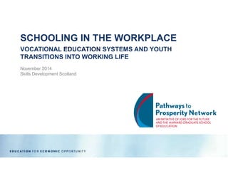 SCHOOLING IN THE WORKPLACE 
VOCATIONAL EDUCATION SYSTEMS AND YOUTH 
TRANSITIONS INTO WORKING LIFE 
November 2014 
Skills Development Scotland 
 