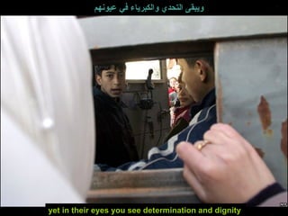 yet in their eyes you see determination and dignity  ويبقى التحدي والكبرياء في عيونهم 