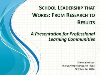 School leadership that works | PPTX