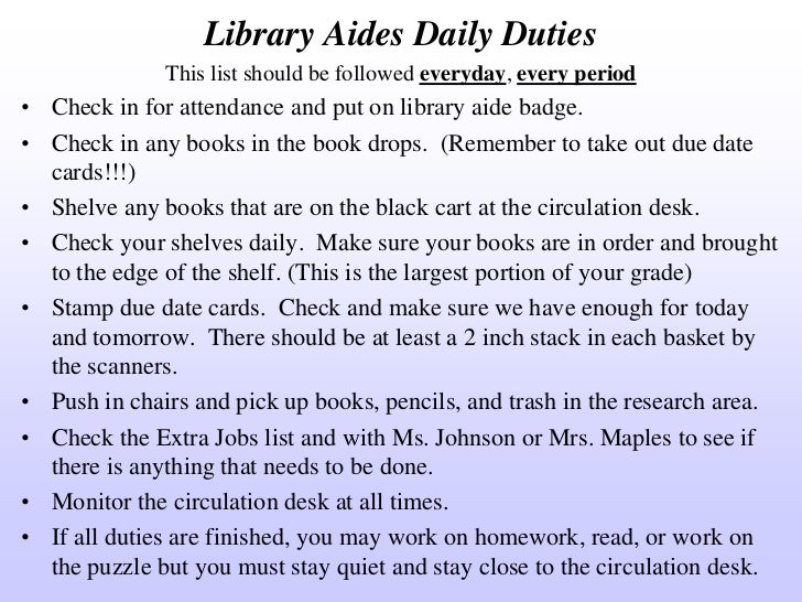 library assistant duties