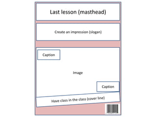 Last lesson (masthead) 
Create an impression (slogan) 
Image 
Caption 
Caption 
 