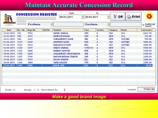 Maintain Accurate Concession Record
Make a good brand image
 
