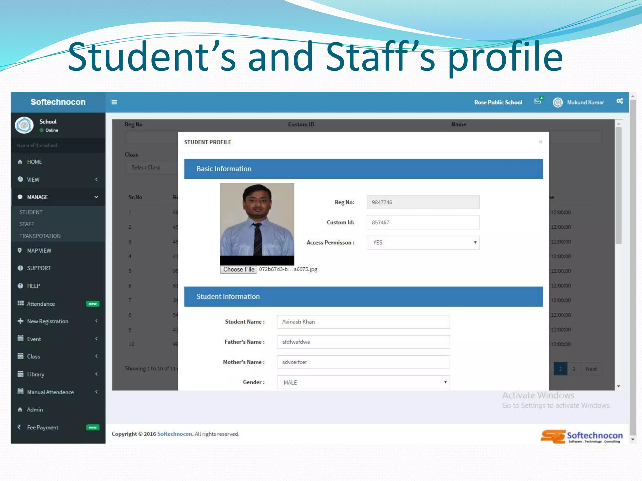 Student’s and Staff’s profile