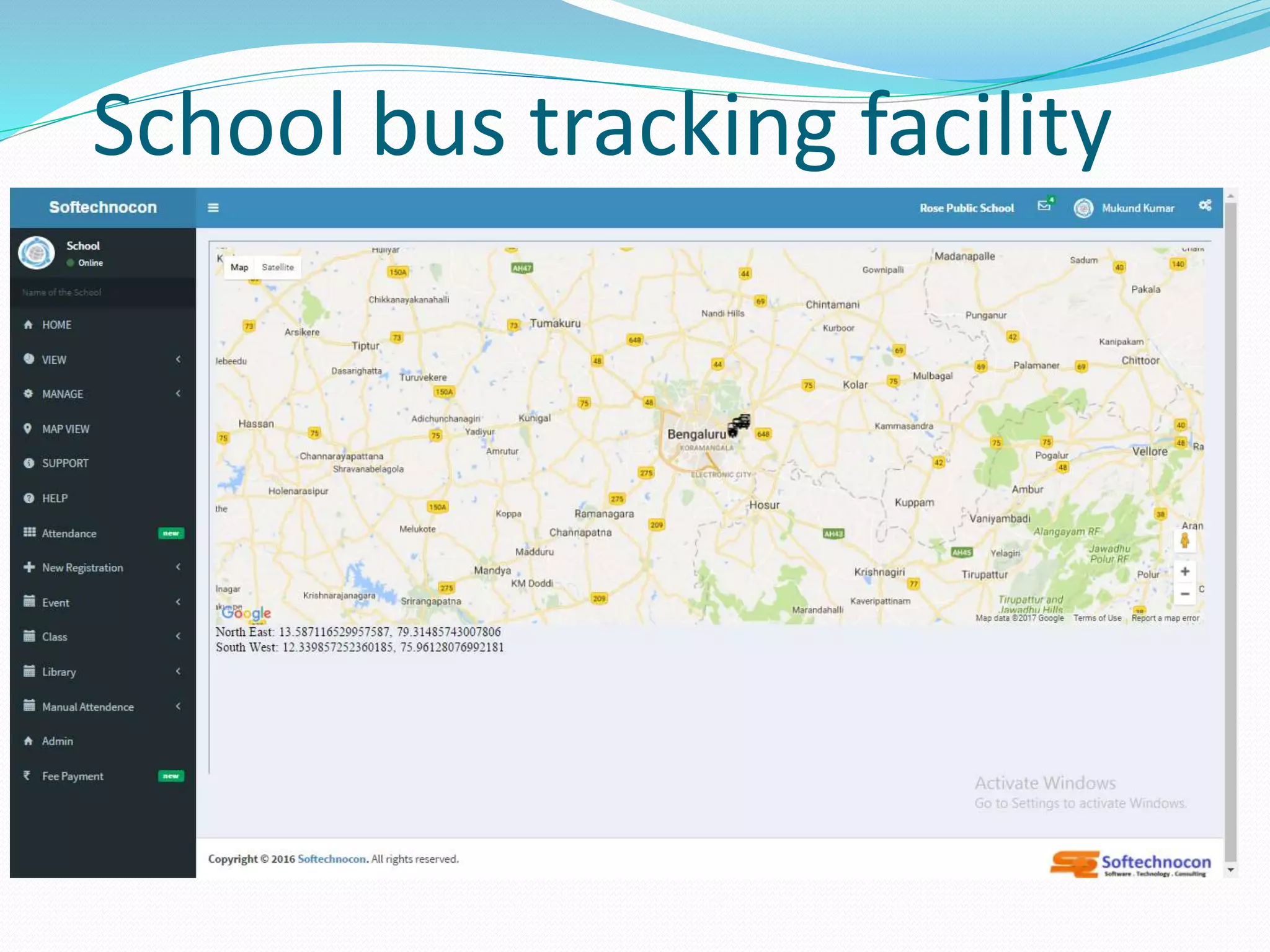 School bus tracking facility