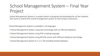 School Management System in c# | PPT