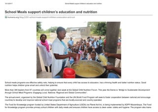 School Meals support children’s education and nutrition
