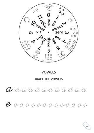 69 
VOWELS 
TRACE THE VOWELS 
a a a a a a a a a a a a 
e e e e e e e e e e e e e e  