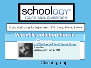 Versatile collaboration in
         Groups



           Closed group
 