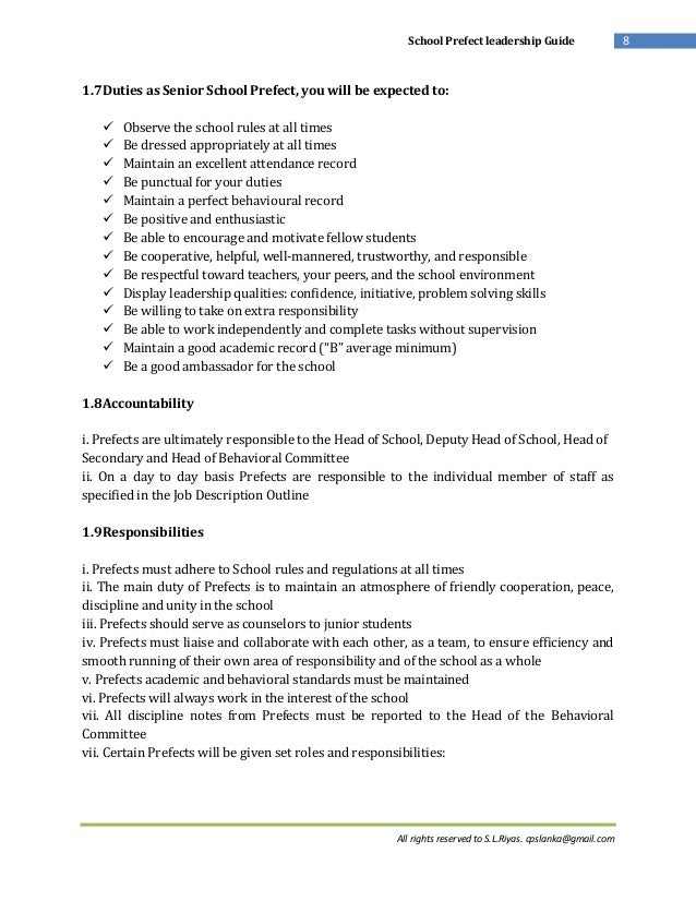 School Prefect Leadership Guide
