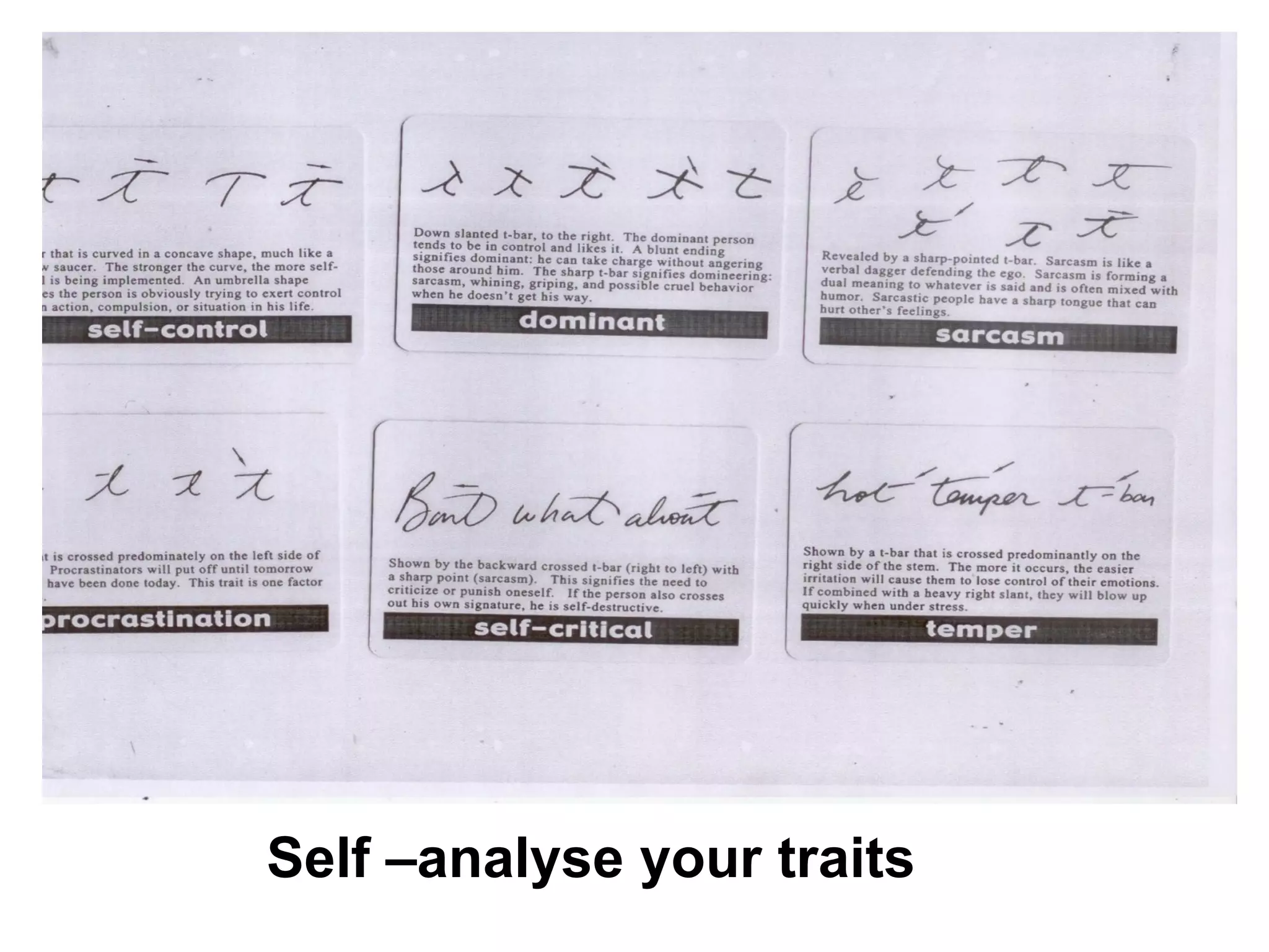 Self –analyse your traits
 