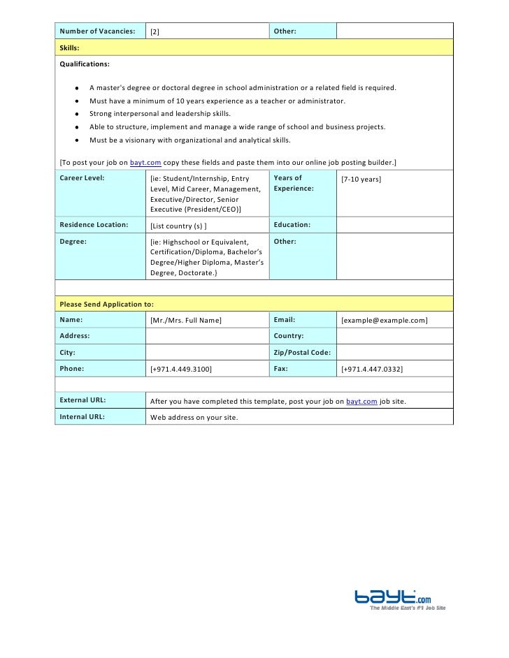 School Principals Job Description Template by