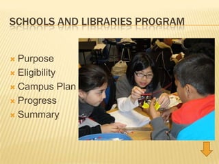 Schools and Libraries ProgramPurposeEligibilityCampus PlanProgressSummary