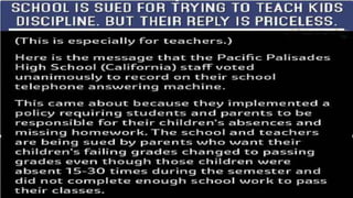 Schools is sued for trying to teach kids discipline...