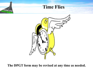 Time Flies
The DPGT form may be revised at any time as needed.
 