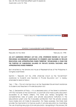 Schools management and operations