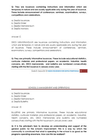 Schools management and operations