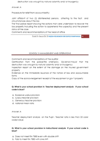 Schools management and operations