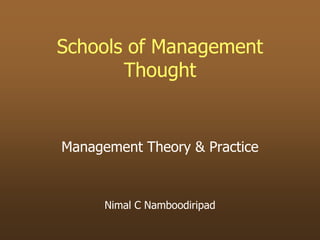 Schools of Management
Thought
Management Theory & Practice
Nimal C Namboodiripad
 