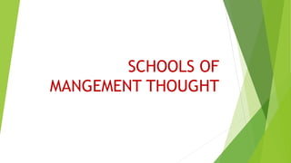 SCHOOLS OF
MANGEMENT THOUGHT
 