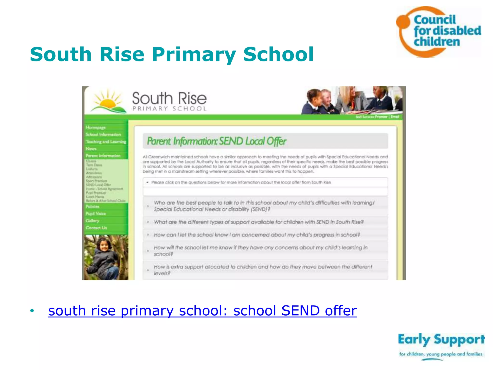 South Rise Primary School

• south rise primary school: school SEND offer

 