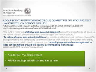 Adolescent Health and Later School Start Times | PPT