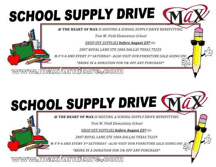 Max Furniture The Heart Of Max School Supply Drive Dallas Texas